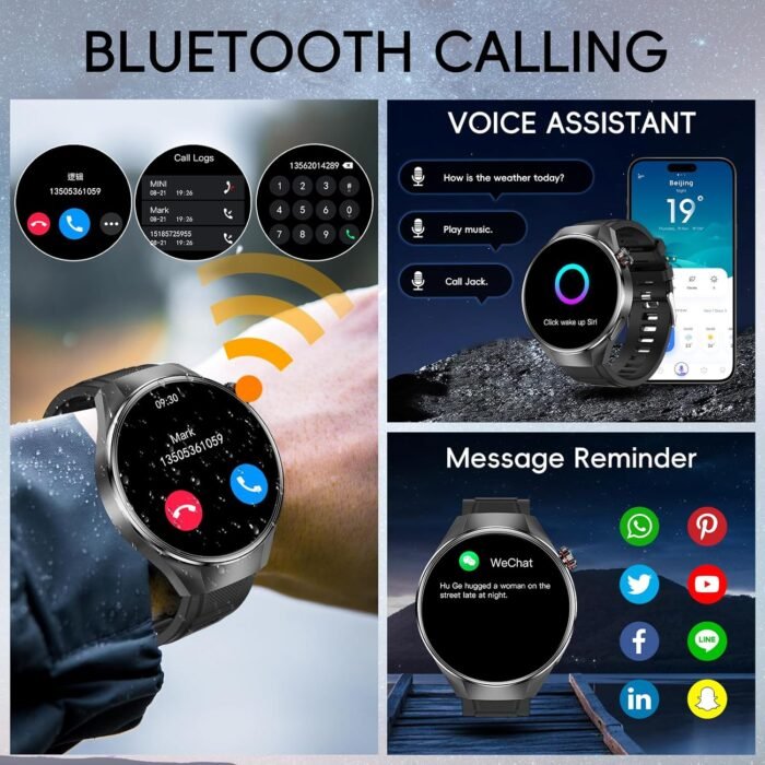 G5 Plus Smart Watch,1.75" AMOLED Always On Display,IP68/IPX8 Waterproof,110+Sports Modes,Blood Oxygen/Heart Rate Monitor,Bluetooth Calling,Sleep Tracker,Custom Watch Faces,Military Grade (Silver) - Image 6