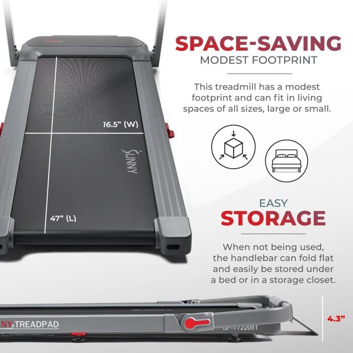 Sunny Health & Fitness HELIUS LITE Premium Dual Mode Walking/Running Treadmill with Advanced Brushless Technology & Exclusive SunnyFit App Enhanced Bluetooth Connectivity - Image 4