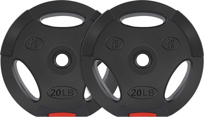 Vinyl Standard 1-Inch Plate Weight Plate for Strength Training and Weightlifting, 20-Pound, Pair - Image 2