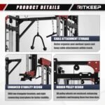 RitKeep PMAX 5600 Home Gym SmithΔ Machine, 6-in-1 Strength Training System with 326lb Dual Weight Stacks, Multi-Accessories Including Chin-up, Dip Bar, Low Row and Landmine. - Image 7
