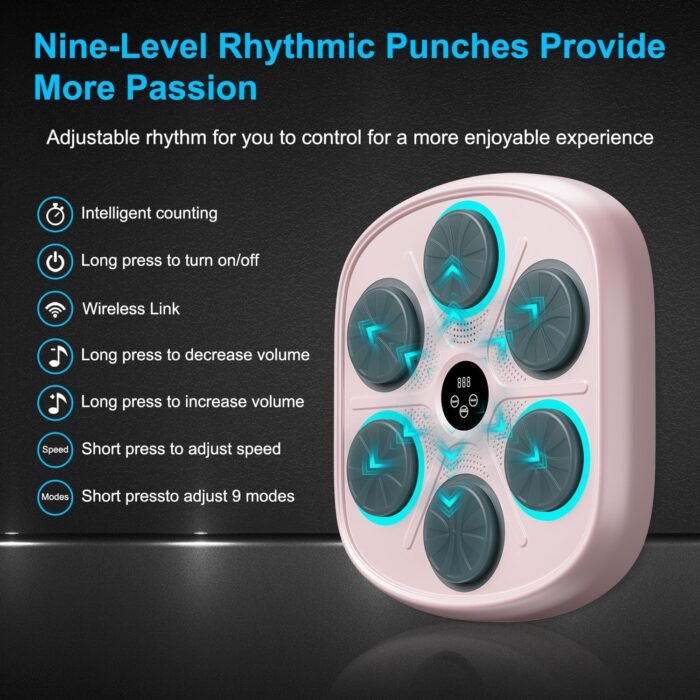 2025 New Model Smart Music Boxing Machine for Adults and Kids, Training Machine with LED Electronic Wall Mounted, Home Indoor Workout Equipment with Premium Boxing Gloves - Image 5