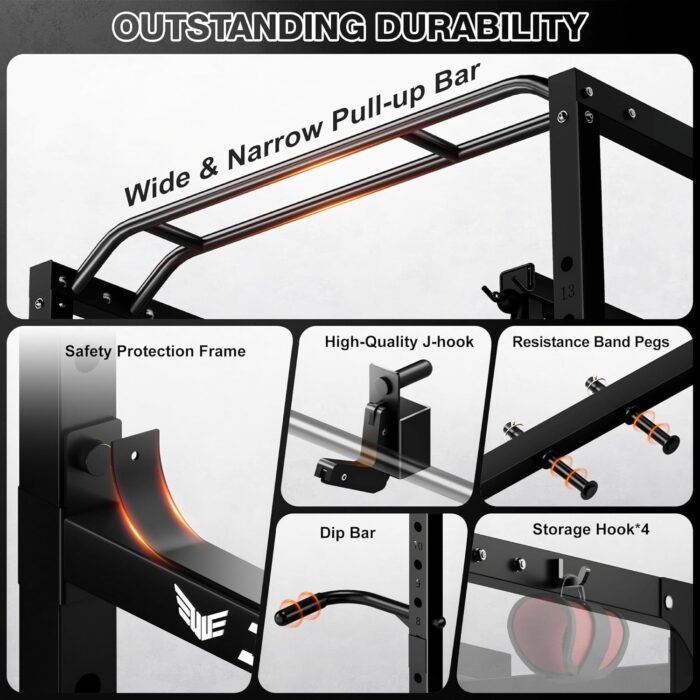 S21 Power Cage, Multi-Function Power Rack with Adjustable Cable Crossover System, 2000LBS Squat Rack for Home Gym with More Training Attachments - Image 9