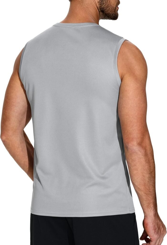 Men's 5 Pack Dry Fit Quick Dry Tech Performance Sleeveless T Shirts Mesh Workout Gym Muscle Running Tank Tops - Image 4