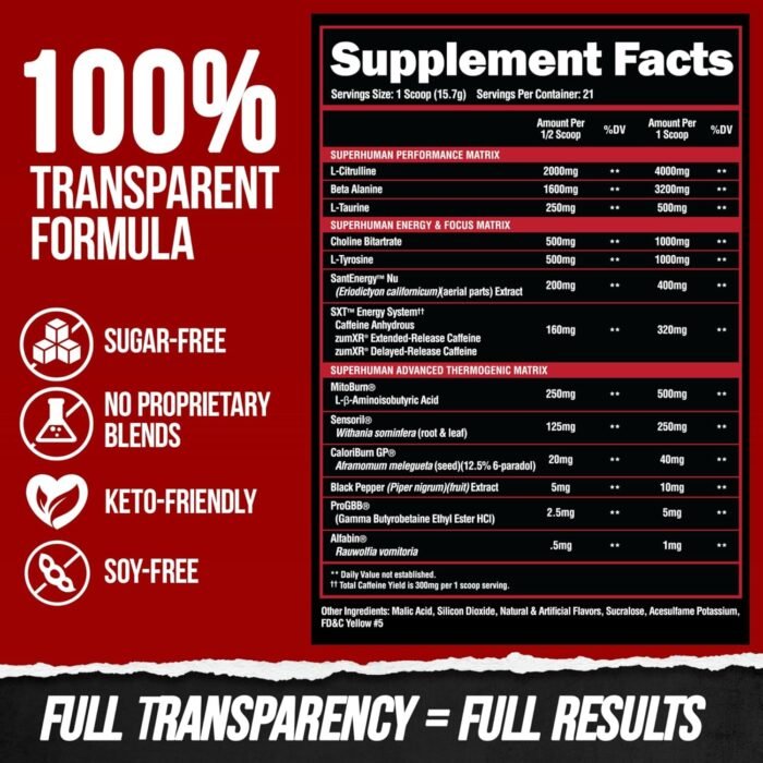 ALPHA LION Superhuman Burn – 2 in 1 Metabolism Booster Pre Workout and Thermogenic Fat Burner for Men – Appetite Suppressant and Weight Loss Supplement (21 Servings, Sweet Black Cherry Flavor) - Image 6
