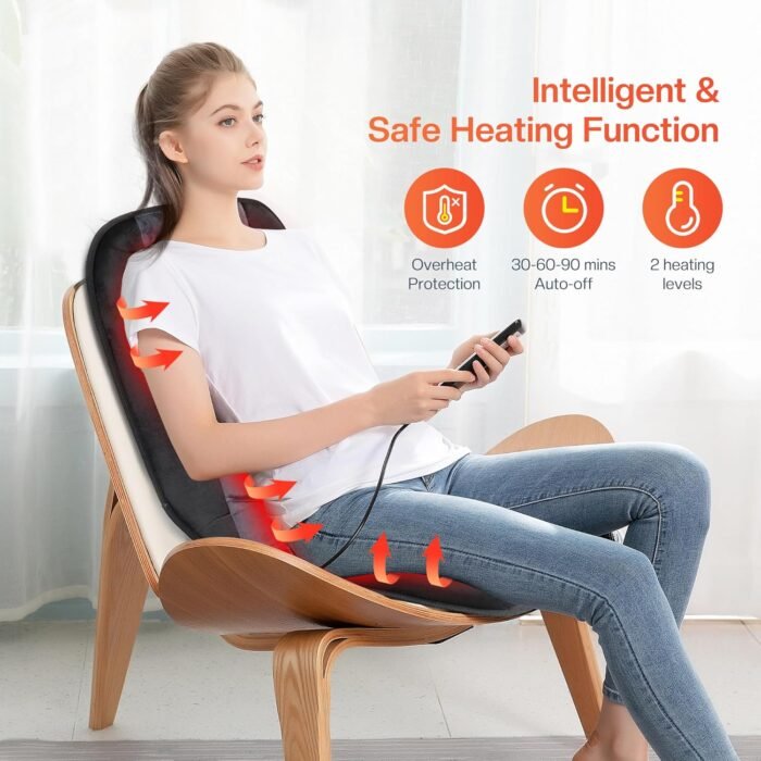 CILI Massage Chair Pad,Back Massager with Heat,Massage Seat Cushion with 10 Vibration Motors,30-60-90 Minutes Heating Options,Chair Massager for Office Chair, Home Office Use - Image 4