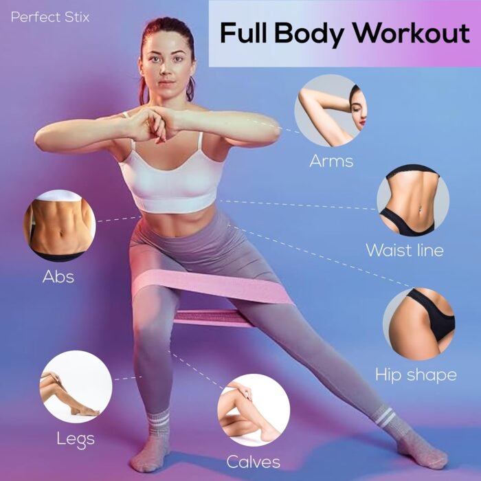 Perfect Stix Booty Bands - 3 Difficulties - Fabric Resistance Bands Set. Non Slip Stretch Bands. Exercise Bands for Legs and Butt. Includes a Pink Mesh Traveling Bag - Image 5