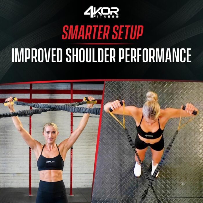 4KOR Cross Anchor Shoulder Performance Training System. Resistance Cords with Handles and Dynamic Workout Guide. Exercise Bands with Nylon Sleeves, Rubber Grips, and Carry Bag for Rehab and Strength - Image 8