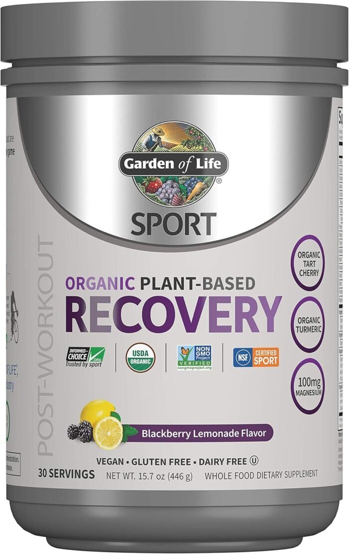 Garden of Life Sport Vegan Organic Plant Based Post Workout Muscle Recovery Powder for Men & Women - BlackBerry Lemonade 30 Servings, 100mg Magnesium, Antioxidants, Supplements, 15.7 Oz - Image 2