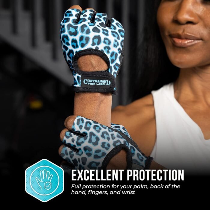 5297 Womens Design Series Leopard Print Lifting & Rowing Gloves (Pair) - Lightweight Vegan Medium Padded Microfiber Amara Leather w/Griplock Silicone - Image 5