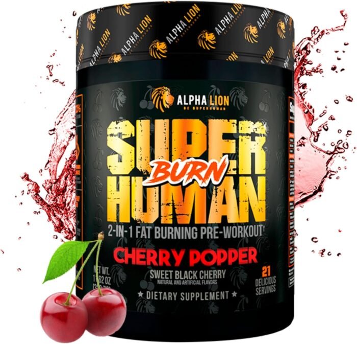 ALPHA LION Superhuman Burn – 2 in 1 Metabolism Booster Pre Workout and Thermogenic Fat Burner for Men – Appetite Suppressant and Weight Loss Supplement (21 Servings, Sweet Black Cherry Flavor) - Image 2