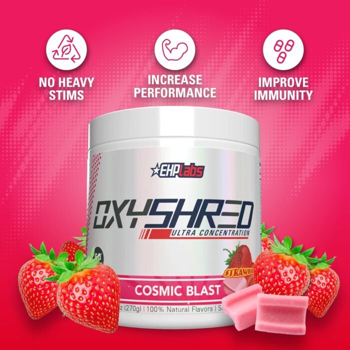 EHP Labs OxyShred Pre Workout Powder - Preworkout Powder with L Glutamine & Acetyl L Carnitine, Energy Boost Drink - Cosmic Blast, 60 Servings - Image 5