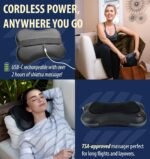 Zyllion Shiatsu Back and Neck Massager with Heat (FSA HSA Eligible) Cordless Rechargeable 3D Electric Kneading Deep Tissue Massage Pillow for Muscle Pain Relief on Shoulder, Leg, Foot ZMA-13RB - Image 4