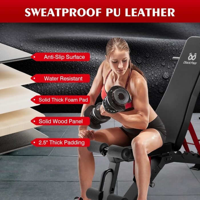 Adjustable Weight Bench - Workout Foldable Strength Training 1300lb Capacity Heavy Duty Weight Benches for Home Gym Exercises Incline Flat Decline Sit-Ups Full Body Workouts - Image 7
