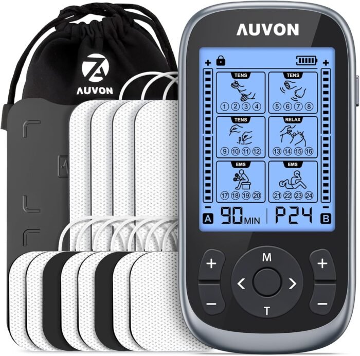 AUVON 3-in-1 TENS Unit Muscle Stimulator, EMS Massage Machine with 40 Intensities for Gradual Shoulder, Sciatica, Back Pain Relief, 24 Modes Rechargeable Electronic Pulse Massager with 12 TENS Pads - Image 2
