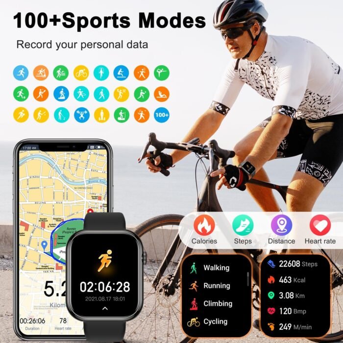 Smart Watch for Men Women Fitness: Waterproof Make/Answer Call Smart Watches for Men Digital Mens Watches Running Step Tracker Smartwatch Android Phones iPhone Samsung Compatible Heart Rate Monitor - Image 5