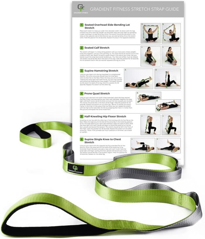 Gradient Fitness Stretching Strap for Physical Therapy, 12 Multi-Loop Stretch Strap 1" W x 8' L, Neoprene Handles, Physical Therapy Equipment, Yoga Straps for Stretching, Leg Stretcher. - Image 2