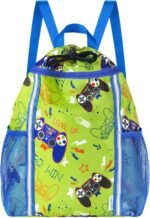 WAWSAM Kids Gym Drawstring Backpack String Bag, Game Sports Gym Bag for Kids Boys Waterproof Swimming Beach String Cinch Backpack with Two Water Bottle Pocket - Image 2