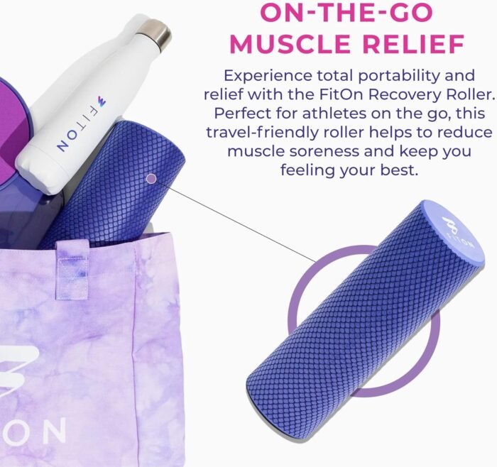 Recovery Foam Roller - High Density Travel Foam Roller for Muscle Massage and Deep Tissue Relief - Compact and Portable for Exercise, Travel, and Fitness - 12"x4", Purple - Image 9