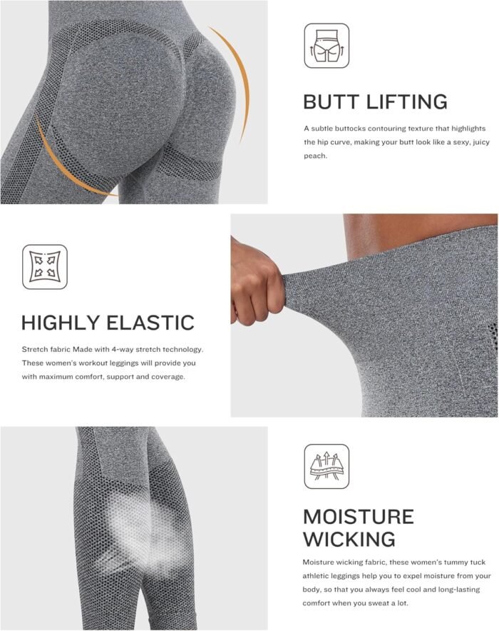 NORMOV Seamless Workout Butt Lifting Leggings - Booty Scrunch Gym Leggings for Women - Image 5