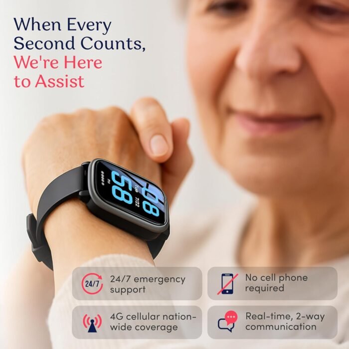 Cellular Medical Alert Smart Watch with Emergency Button for Elderly, 24/7 Monitoring, Fall Detection for Seniors, Water-Resistant Watch with 2-Way Communication, GPS Tracking, Heart Rate Monitor - Image 4