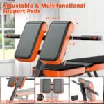XDDIAS Roman Chair, Adjustable Weight Bench Back Extension Machine for Home Gym, 1000LBS All-in-One Sit Up Bench with Dumbbell Rack, Incline, Decline, and Flat Bench for Hyperextension, Core, Glute - Image 7