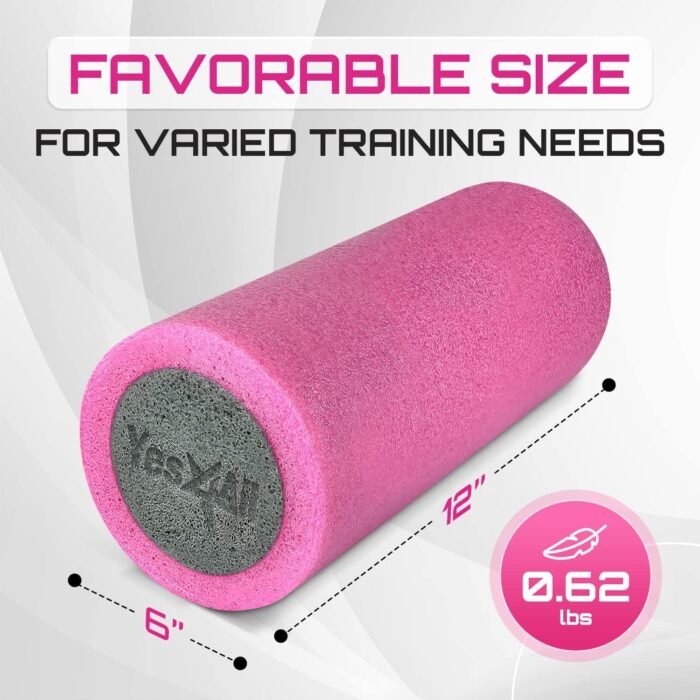Yes4All Medium Firm PE Foam Roller 12, 18, 24, 36 inch - Premium Two-Layer PE for Back Pain Relief, Deep Tissue, Legs Massage, Physical Therapy, Muscle Recovery and Exercises - Image 3