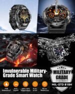 Military Smart Watches for Men with Bluetooth Call, 1.43" AMOLED Waterproof Smartwatch with Flashlight, 111 Sport Modes, 530mAh Heart Rate/SpO2/Sleep Monitor Fitness Tracker for Android iOS - Image 9