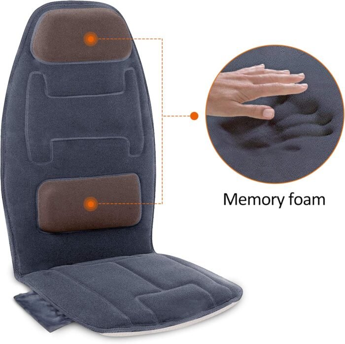 Snailax Massage Seat Cushion with Heat - Extra Memory Foam Support Pad in Neck and Lumbar,10 Vibration Massage Motors, 2 Heat Levels, Back Massager Chair Pad for Back - Image 6