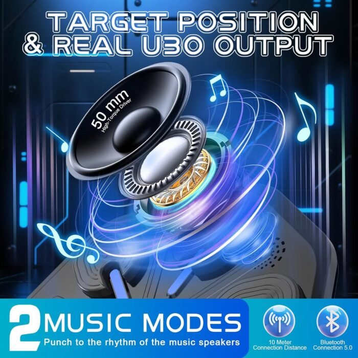 Music Boxing Machine Wall Mounted with Bluetooth & 12 Speed Modes (2025) - Smart Trainer for Adults and Kids, Includes Gloves, LED Punch Target for Home Gym - Image 4