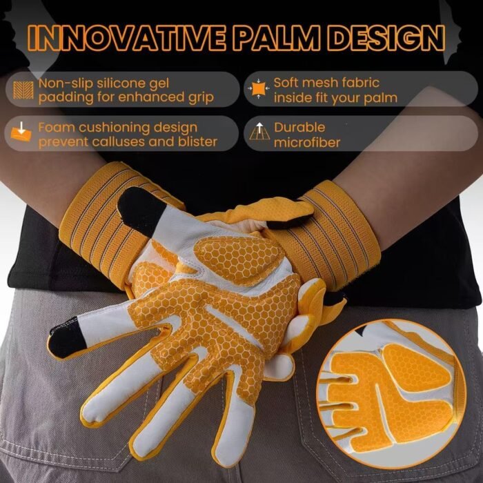 FlexGrip – Goat Leather Palm, Silicone Grip, Breathable, Touchscreen, Multi-Use Fitness Gear for Men & Women - Image 3