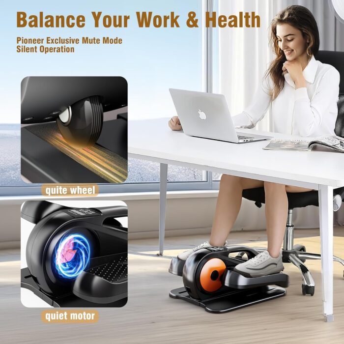 Under Desk Elliptical Machine, Ellipse Leg Exerciser While Sitting for Seniors Adults, Quiet & Portable Fully Assembled Foot Pedal Exerciser at Home with Remote Control, Exclusive Office Silent Mode - Image 4