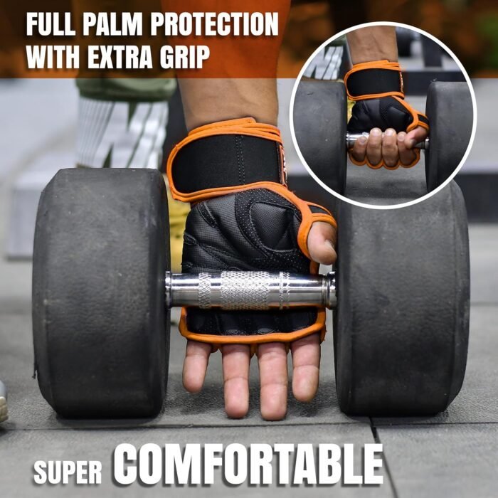 ESTREMO Workout Gloves for Men and Women, Weight Lifting Gym Gloves for Men with Excellent Grip & Wrist Wrap Support, Full Palm Protection for Weightlifting, Cycling, Training, Pull ups, Fitness - Image 4