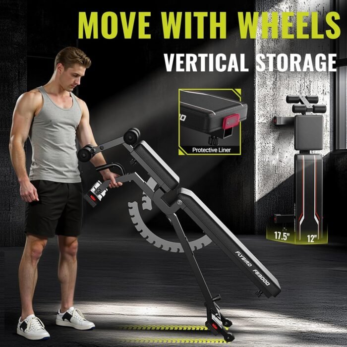 FLYBIRD Strength Training Bench for Home Gym, Adjustable Weight Bench can be Folded for Storage/Vertical Storage, Space-Saving Workout Bench - Image 7