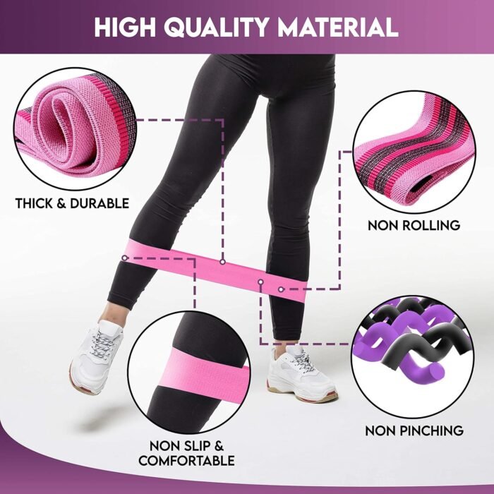 Exercise Bands, Fabric Resistance Bands for Working Out Women and Men, 3 Levels Workout Bands, Non-Slip Booty Bands Set for Legs Butt Glute Squat - Image 4