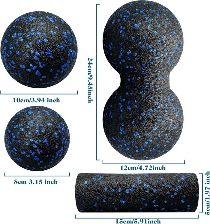 Foam Roller Set, High Density Back Roller, Includes Hollow Core Massage Roller, Double Lacrosse Peanut, Fasciitis Ball, for Whole Body Exercise, Yoga, Back Pain, Leg, Deep Tissue Massage - Image 7
