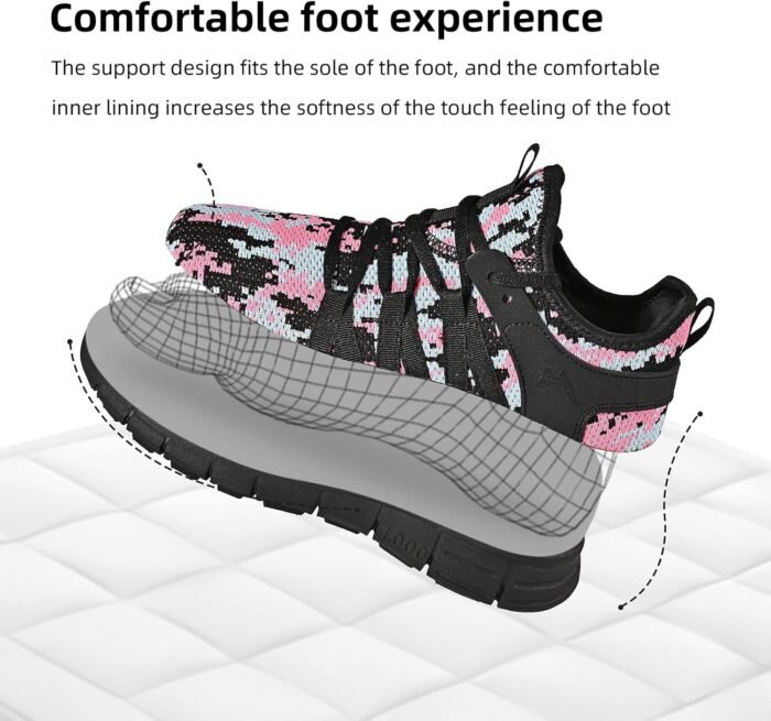 AOE Womens Fashion Walking Running Shoes Ultra Lightweight Breathable Mesh Tennis Shoes Non Slip Athletic Workout Gym Sneakers - Image 4