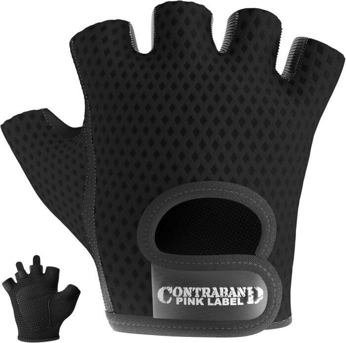 5307 Womens Designer Workout Gloves | Low Sweat Diamond Mesh Fabric w/Grip-Lock™ Silicone Palm - Image 2
