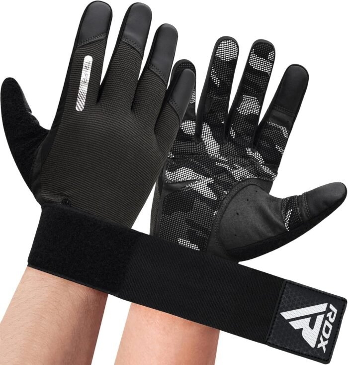 RDX Weight Lifting Gloves with Wrist Support -Touch Screen Full Finger Gym Workout, Breathable Anti Slip Padded Grip, Men Women Fitness Training, Powerlifting Bodybuilding HIIT Exercise Weightlifting - Image 2