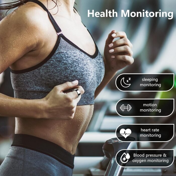Smart Ring, Health and Fitness Tracker Smart Ring with Calories/Heart Rate/Blood Oxygen/Blood Pressure/Sleep Monitoring, IP68 Waterproof Ring for Pedometer Exercise (Silver, #9) - Image 3