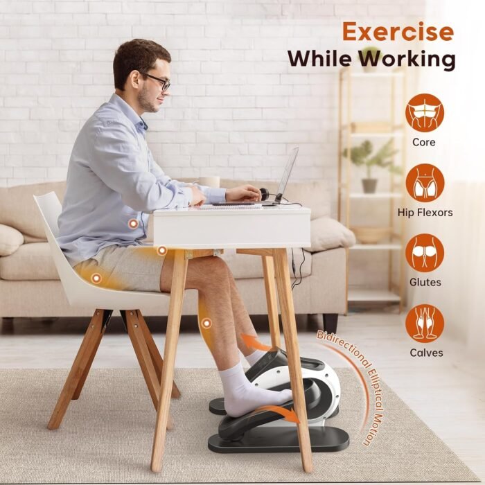 Under Desk Elliptical for Seniors, 2-in-1 Electric Leg Exerciser with Remote, 10 Resistance Levels & 10 Speeds, 3 Auto Modes, Quiet & Fully Assembled, Non-Slip Pedals - Image 5