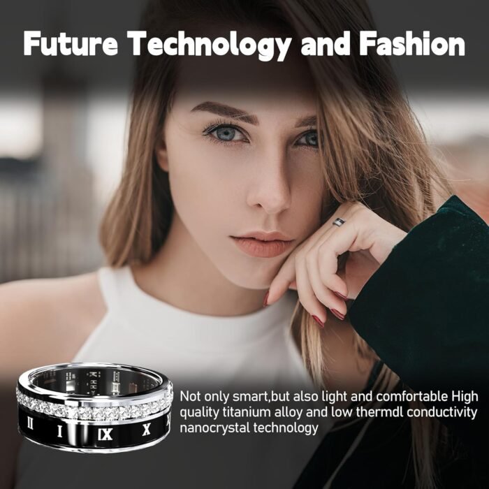 Smart Ring for Women & Men | IP68 Waterproof Fitness Tracker |Sleep Tracking Heart Rate Blood Oxygen Healthy Monitor Monitor | Activity/Steps/Calories | for iOS & Android (Inky, 9#) - Image 6