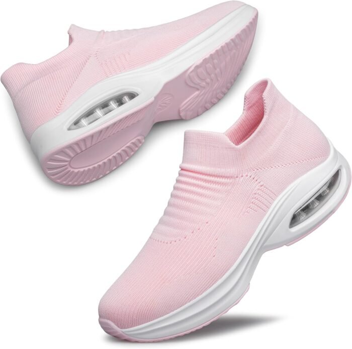DOUSSPRT Womens Walking Shoes Sock Casual Ladies Fashion Sneakers Comfortable Slip On Air Cushion Platform - Image 2
