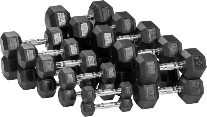 OLIXIS Hex Dumbbells Rubber Coated Hand Weight Set, 60LBS Sets - Image 5