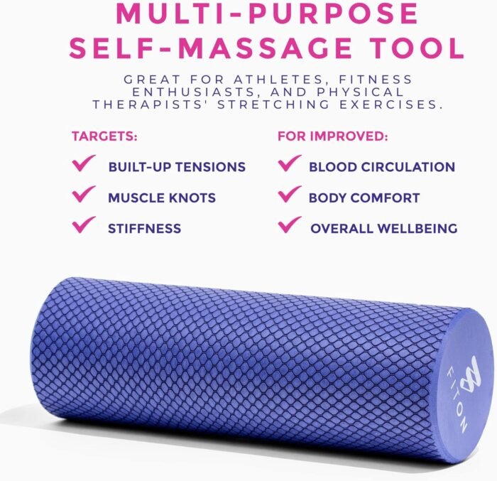 Recovery Foam Roller - High Density Travel Foam Roller for Muscle Massage and Deep Tissue Relief - Compact and Portable for Exercise, Travel, and Fitness - 12"x4", Purple - Image 4