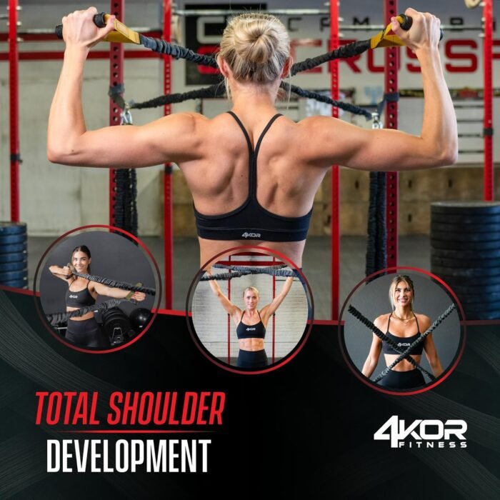 4KOR Cross Anchor Shoulder Performance Training System. Resistance Cords with Handles and Dynamic Workout Guide. Exercise Bands with Nylon Sleeves, Rubber Grips, and Carry Bag for Rehab and Strength - Image 6
