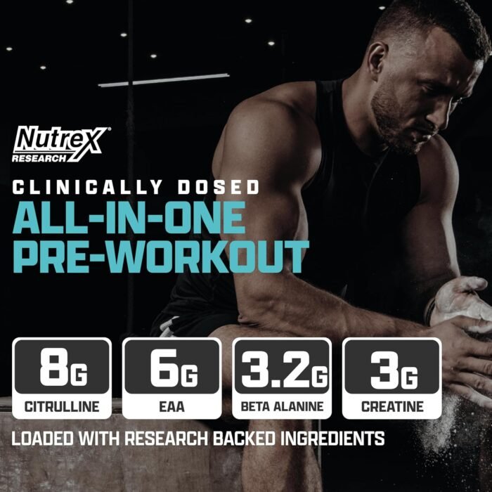 Nutrex Research Outlift Clinical | Clinically Dosed Pre Workout Powder with Creatine, 8G Citrulline, EAA | Energy, Performance, Pump Preworkout | Pineapple and Coconut | (22 Servings, Miami Vice) - Image 3