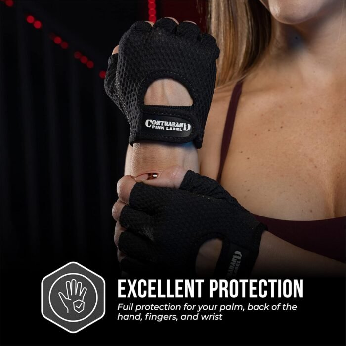 5307 Womens Designer Workout Gloves | Low Sweat Diamond Mesh Fabric w/Grip-Lock™ Silicone Palm - Image 6