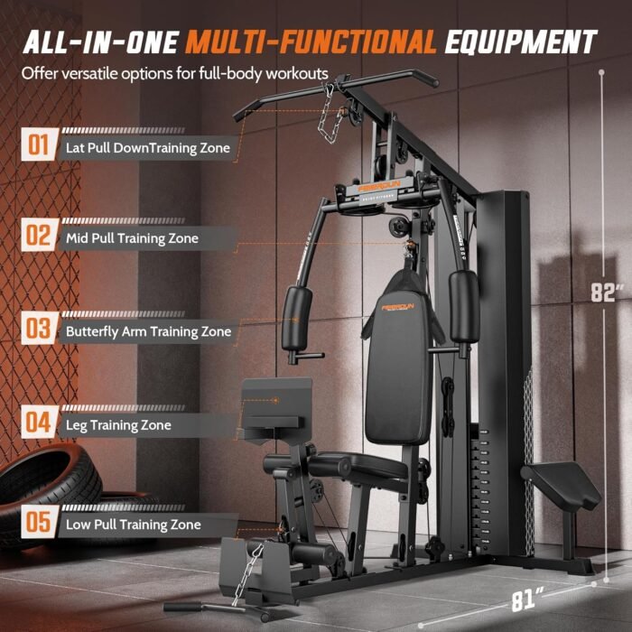 FEIERDUN Home Gym Equipment, Multi-Functional Workout Equipment with 154LBS Weight Stack, for Leg Press, LAT Pull Down, Chest Presses - Image 4
