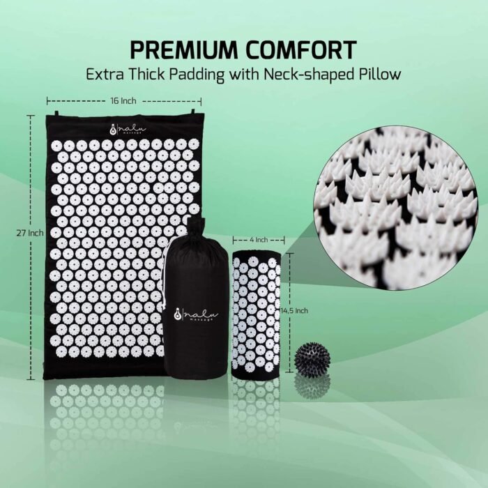 Acupressure Mat and Pillow Set for Back and Neck Pain + Spiky Reflexology Ball - Ebook and Wall Chart- Massage at Home for Sciatica, Fibromyalgia, Plantar Fasciitis, Relaxation and Stress Relief - Image 8