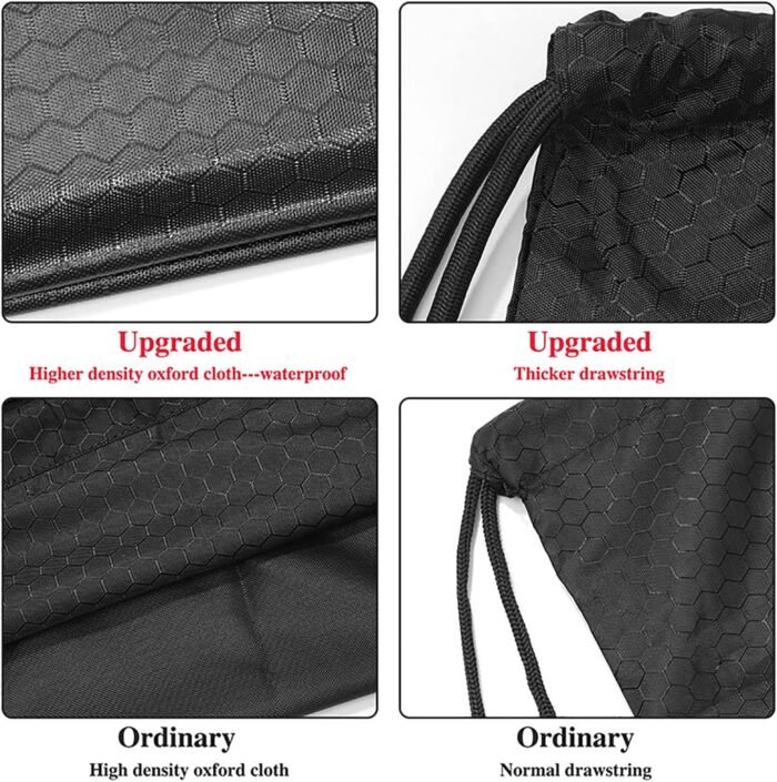 Drawstring Backpack Bag, Waterproof Draw String Back Sack with Zip Pocket, Gym Drawstring Bags Swim Bag for Men Women - Image 5